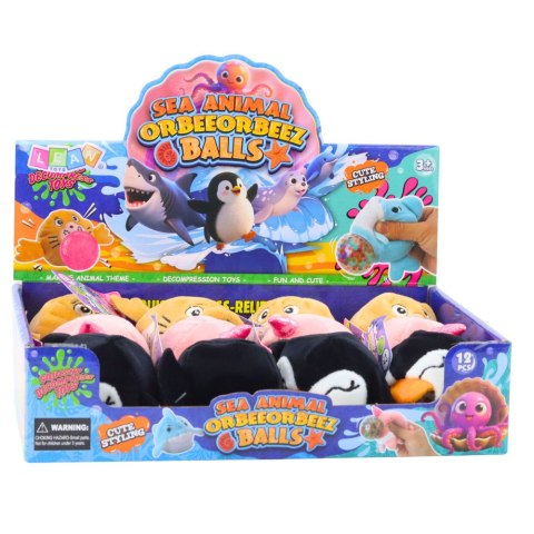 Pluszak Do Ściskania Ugniatania Gniotek z Kulkami Wodnymi Pingwin Morświn 6 cm LEAN TOYS