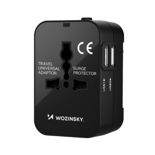 Adapter podróżny ładowarka uniwersalna 24W UE / US / AUS / UK / 2x USB-A - czarny WOZINSKY