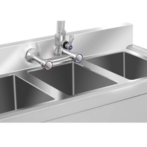 Zlew gastronomiczny ze stali nierdzewnej basen 3 komorowy 100x50cm Royal Catering