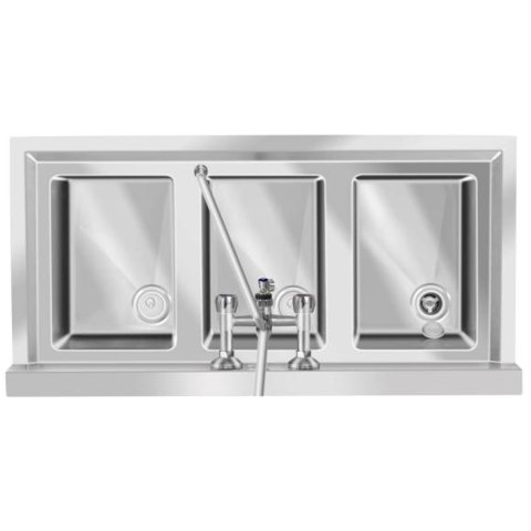 Zlew gastronomiczny ze stali nierdzewnej basen 3 komorowy 100x50cm Royal Catering
