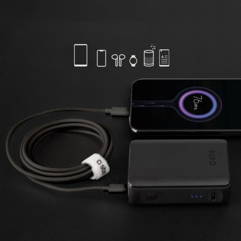 Kabel przewód w oplocie USB-C 60W 1.5m - czarny SBS