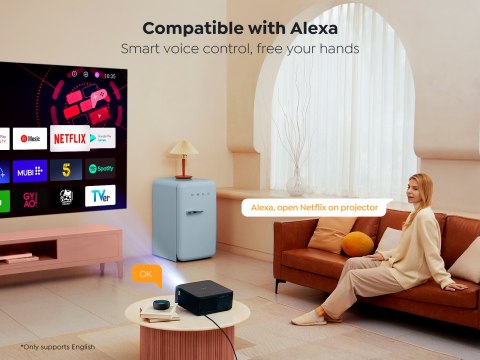 Projektor multimedialny FullHD 1080p LCD z głośnikami JBL WiFi BT K2s - czarny Yaber