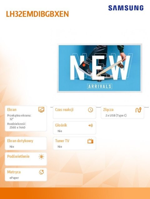 Color E-Paper 32 cale EM32DX LH32EMDIBGBXEN Samsung