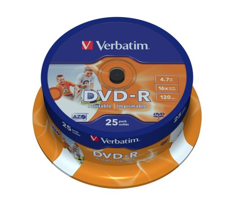 DVD-R 16x 4.7GB 25P CB PRINTABLE 43538 Verbatim