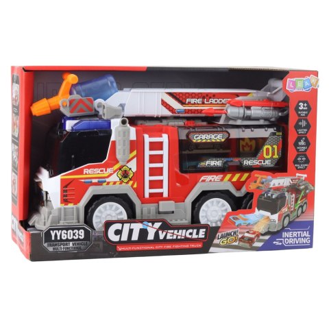 Wóz Strażacki Straż Pożarna Napęd Ruchome Elementy Światła Dźwięki LEAN Toys