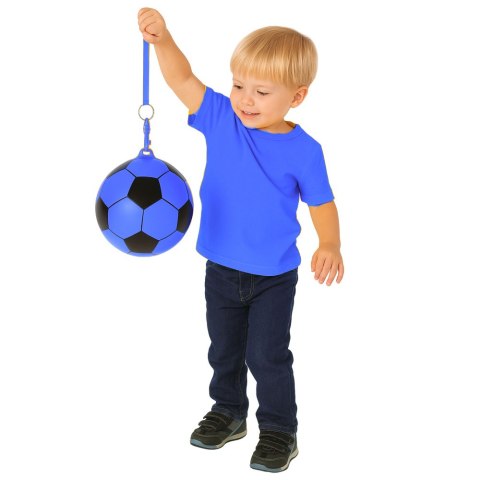 Piłka Gumowa Wzór Piłki Nożnej Uchwyt Na Sprężynę Niebieska 22cm LEAN TOYS