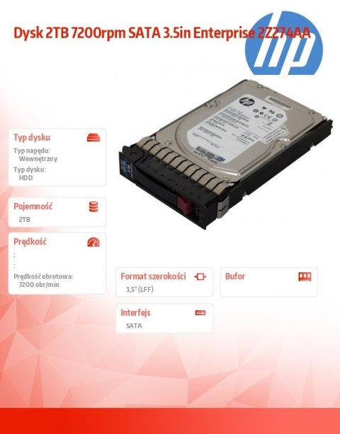 Dysk 2TB 7200rpm SATA 3.5in Enterprise 2Z274AA HP Inc.