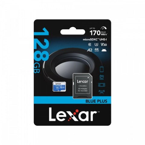 Karta pamięci microSD 128GB C10 A2 U3 V30 170MB/s Blue Plus Lexar