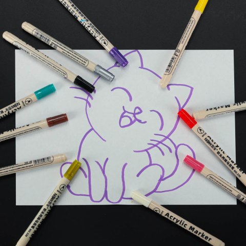 Markery akrylowe do tkanin kamieni pisaki flamastry mazaki wodoodporne DIY 12 szt. Kik Sp. z o. o. Sp. k.