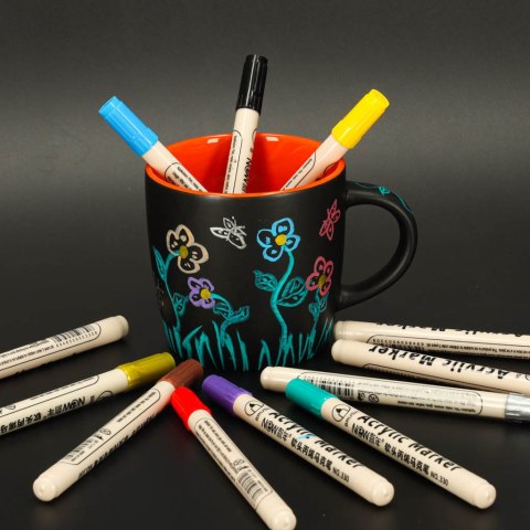 Markery akrylowe do tkanin kamieni pisaki flamastry mazaki wodoodporne DIY 12 szt. Kik Sp. z o. o. Sp. k.