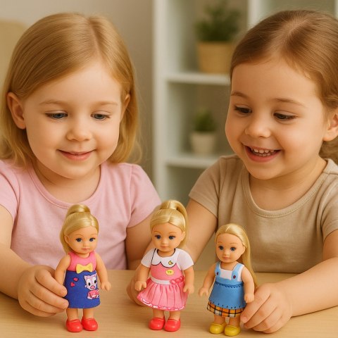 Mini Laleczka Kaibibi Kolorowa Sukienka Długie Włosy 12 cm Mix LEAN TOYS