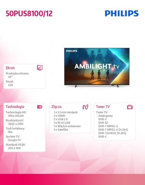 Telewizor LED 50 cali 50PUS8100/12 Philips