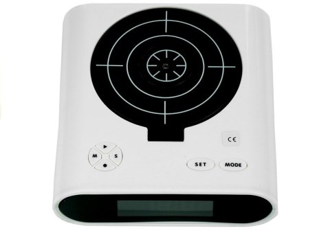 Pistolet Laserowy z Tarczą Budzik Zegarek Biały LEAN Toys