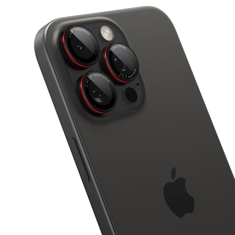 Szkło hartowane na aparat do iPhone 14 Pro/Pro Max/15 Pro/Pro Max/16 Pro/16 Pro Max - czarne z czerwoną obwódką SPIGEN