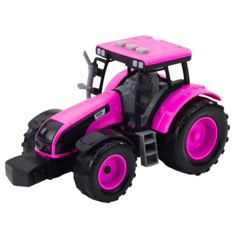 Traktor Farmerski Rolniczy Na Baterie Światła Dźwięki Różowy LEAN Toys
