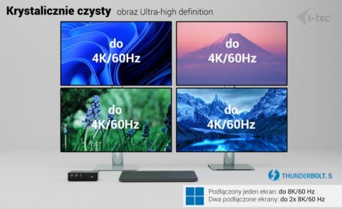 Stacja dokującaThunderbolt5 Quattro Display Docking Station 5x USB 2.5 GLan Power Delivery 140W I-tec