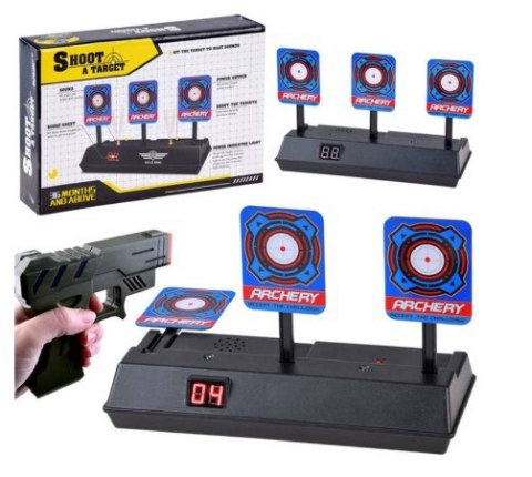 Tarcza do strzelania do wyrzutni karabinu elektroniczna strzelnica 3 cele licznik cyfrowy Kik Sp. z o. o. Sp. k.