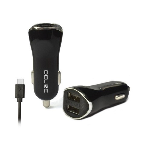 Ładowarka samochodowa 2xUSB + USB-C 2,1A czarna Beline