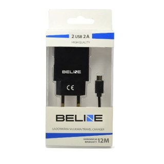 Ładowarka sieciowa 2xUSB + microUSB 2A czarna Beline