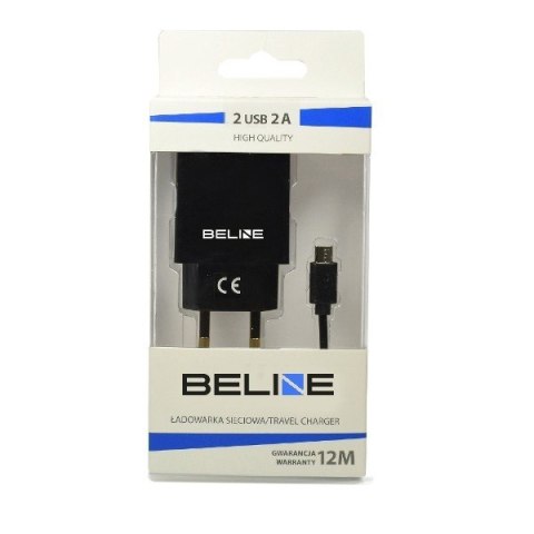 Ładowarka sieciowa 2xUSB + microUSB 2A czarna Beline