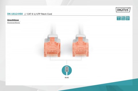Patch cord U/UTP kat.6 PVC 5m szary Digitus