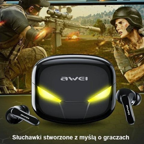 Słuchawki Bluetooth 5.0 T35 TWS + Stacja dokująca -Dla Graczy- czarne AWEI