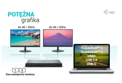 Stacja dokująca USB 3.0 / USB-C / Thunderbolt 3 Dual Display Gen2 + Power Delivery 100W I-tec