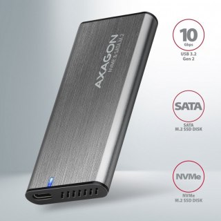 EEM2-SG2 Obudowa zewnętrzna aluminiowa bezśrubowa USB-C 3.2 Gen 2 M.2 NVMe & SATA SSD + USB-A - USB-C redukcja AXAGON
