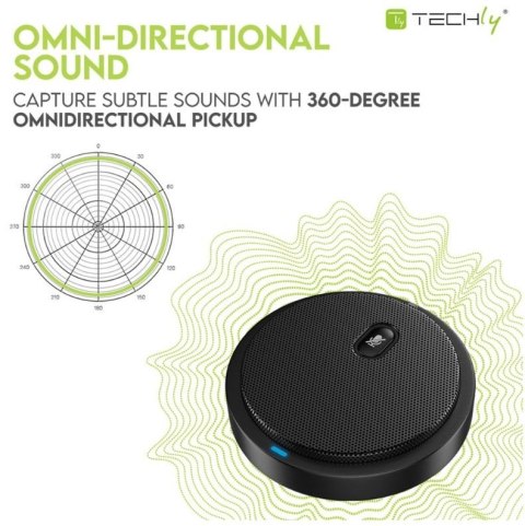 Mikrofon konferencyjny dookólny USB 2.0 z wyciszeniem Techly