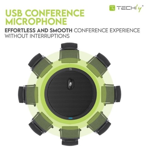 Mikrofon konferencyjny dookólny USB 2.0 z wyciszeniem Techly