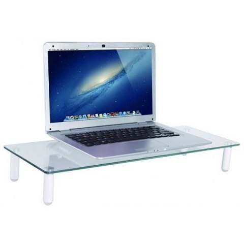 Podstawka pod monitor do 32cali, szklana biała Techly