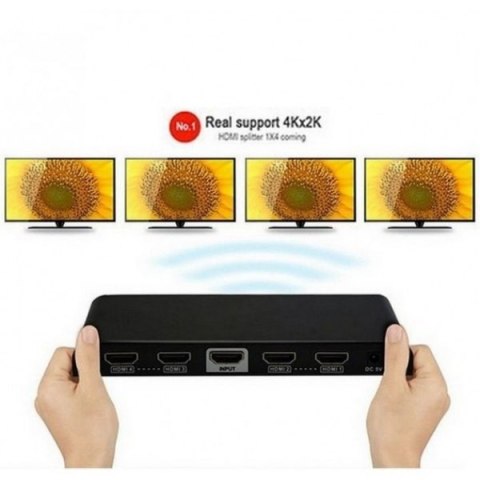 Rozdzielacz-splitter HDMI 1/4 Ultra HD, 3D Techly