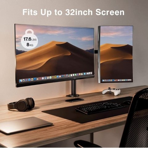 Uchwyt biurkowy na dwa monitory 13-32 cali 8kg Techly