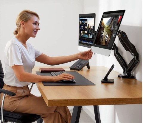 Uchwyt na dwa monitory 17-32 cali 9kg biurkowy obrotowy gazowy Techly