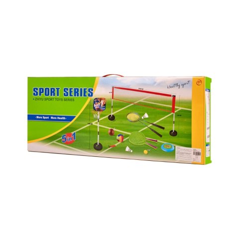 Zestaw sportowy 5w1 badminton koszykówka siatkówka tenis frisbee Kik Sp. z o. o. Sp. k.