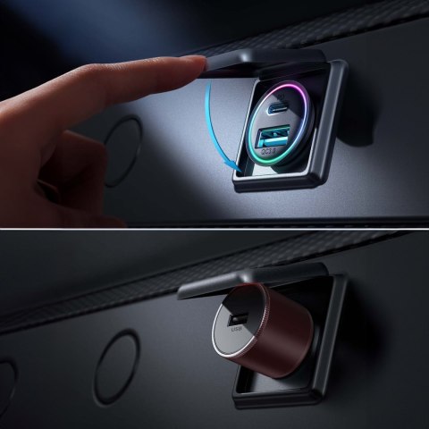 Mini ładowarka samochodowa 60W USB-A QC3.0 USB-C PD czarna JOYROOM