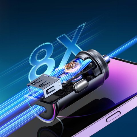 Mini ładowarka samochodowa 60W USB-A QC3.0 USB-C PD czarna JOYROOM