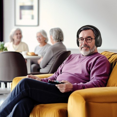 Słuchawki nauszne bezprzewodowe TV czarne Hama