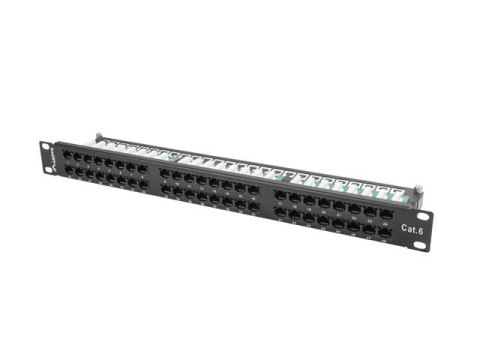Patch Panel 48 Port 1U Kat.6 czarny Lanberg