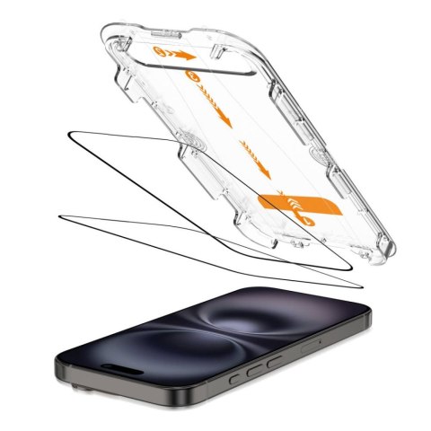 Szkło hartowane na iPhone 15 / 16 z ramką instlacyjną Quick Set+ - 2 szt. Tech-Protect