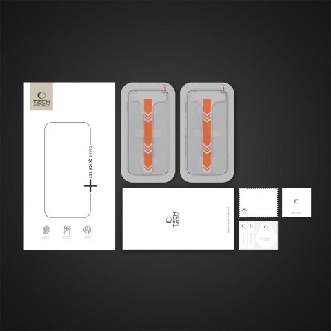 Szkło hartowane na iPhone 15 / 16 z ramką instlacyjną Quick Set+ - 2 szt. Tech-Protect