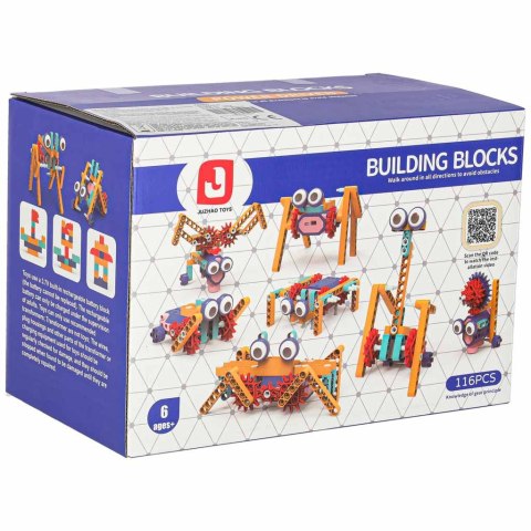 Klocki konstrukcyjne do budowania ruchome z silnikiem 116 elementów Kik Sp. z o. o. Sp. k.