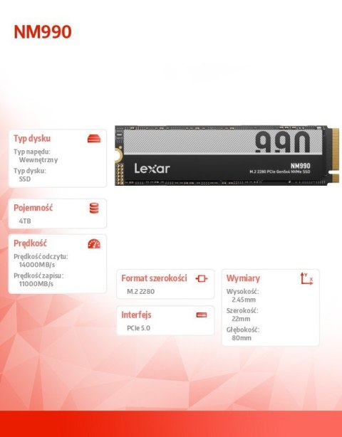 Dysk SSD NM990 4TB Gen5 14000/11000 Lexar