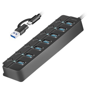 HUB USB3.2 Gen1, 7x USB-A, 7xON/OFF, czarny LogiLink