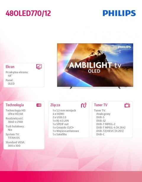 Telewizor OLED 48 cali 48OLED770/12 Philips