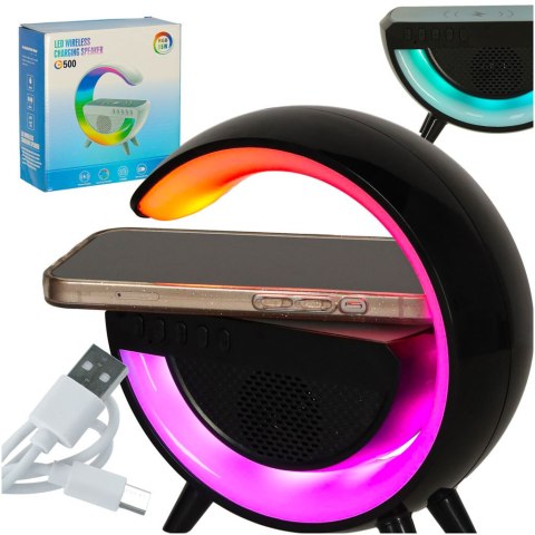 Lampka LED Gamingowa RGB głośnik ładowarka indukcyjna czarna Kik Sp. z o. o. Sp. k.