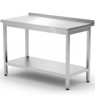 Stół blat roboczy przyścienny z rantem półką Budget Line STAL 1000 x 600 x 850 mm - Hendi 817278 Hendi