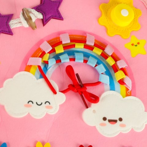 Tablica manipulacyjna sensoryczna montessori walizka plecak różowy Kik Sp. z o. o. Sp. k.