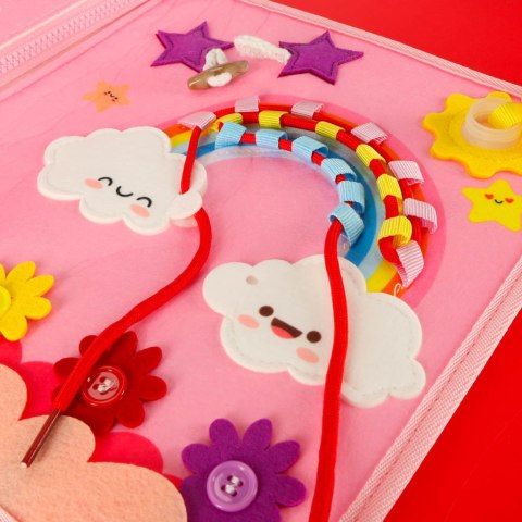 Tablica manipulacyjna sensoryczna montessori walizka plecak różowy Kik Sp. z o. o. Sp. k.