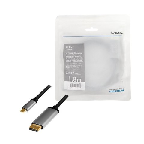 Kabel USB-C do DP, 4K 60Hz aluminiowy 1.8m LogiLink